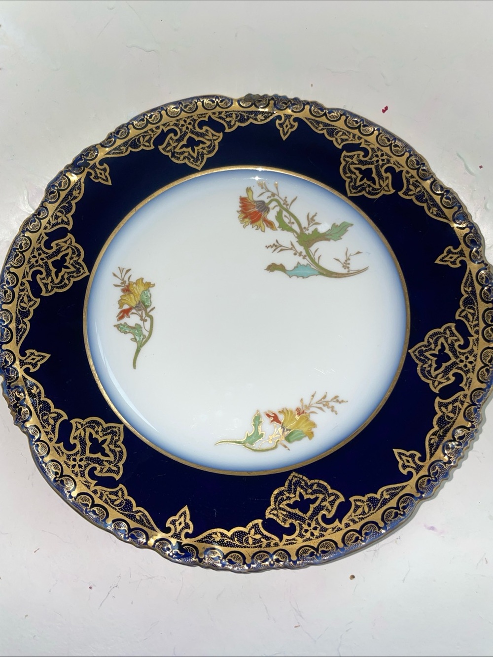 Wm. Guerin and Co. French Limoges Antique Display Plate Cobalt Blue Gold Gilt